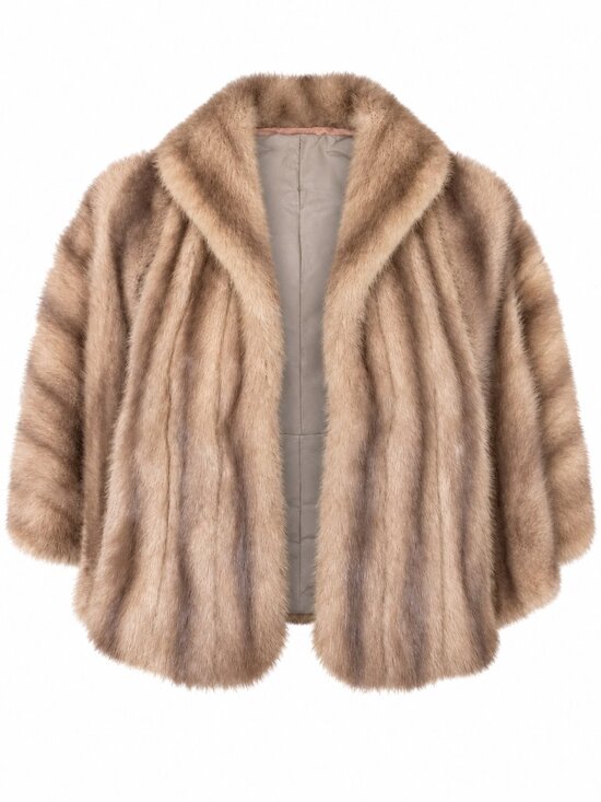 Vintage Jackets & Blazers - Vintage I. Magnin Genuine Mink Fur Capelet Jacket Cool Beige